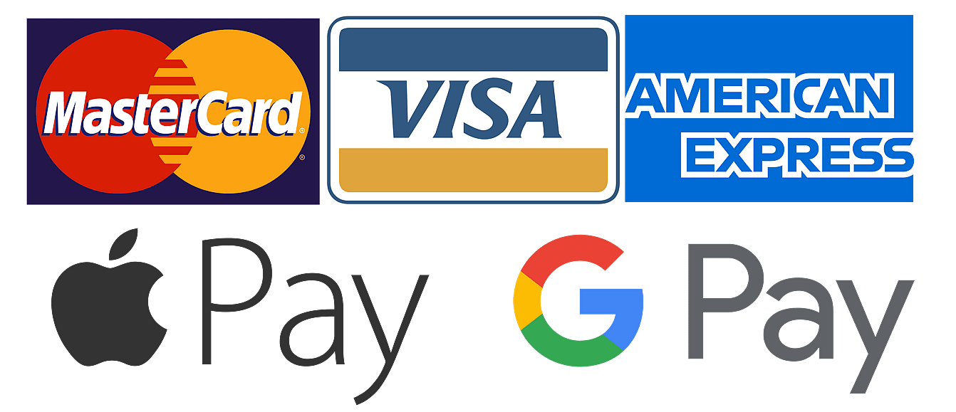 We accept Visa, Mastercard, Apple Pay, Google Pay
